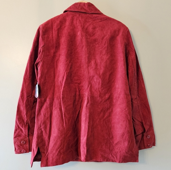 Jaclyn Smith Vintage Leather Jacket Red Fall Winter Blazer Shacket Size Large - Picture 10 of 15